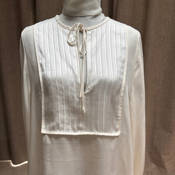 Nili Lotan Silk Tuxedo Blouse -Ivory Luxe - NWT - Picture 1 of 9